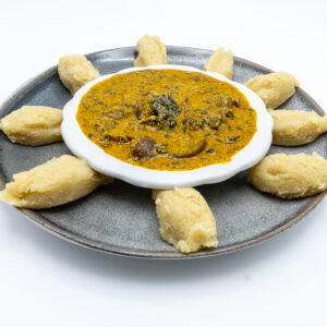 Ogbono Soup with egusi to eat with Fufu Garri(tapioca, manioc)