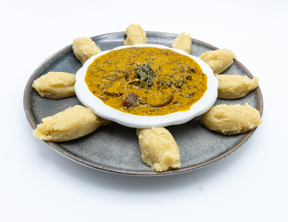 Ogbono Soup with egusi to eat with Fufu Garri(tapioca, manioc)