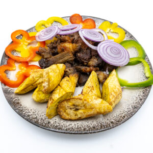 Grilled meet with roasted plantain